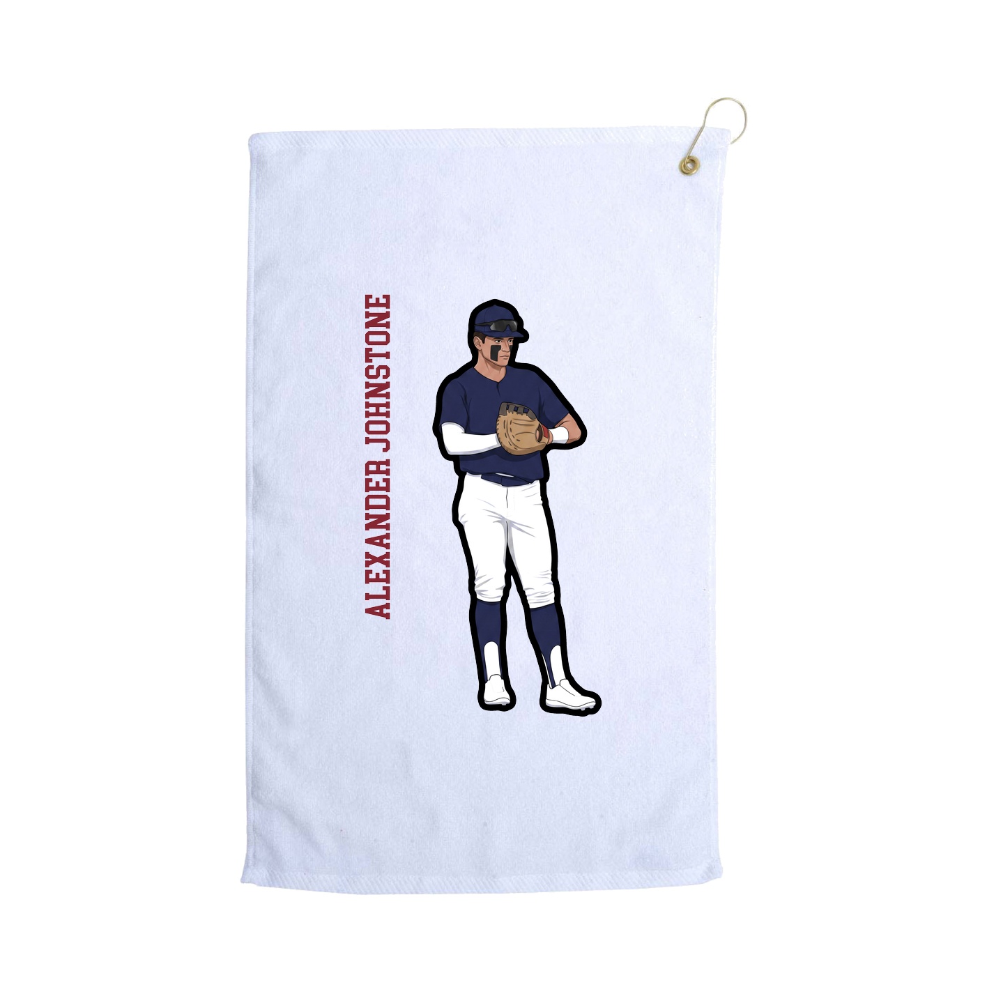 Golf Towel — Name Vertical in White