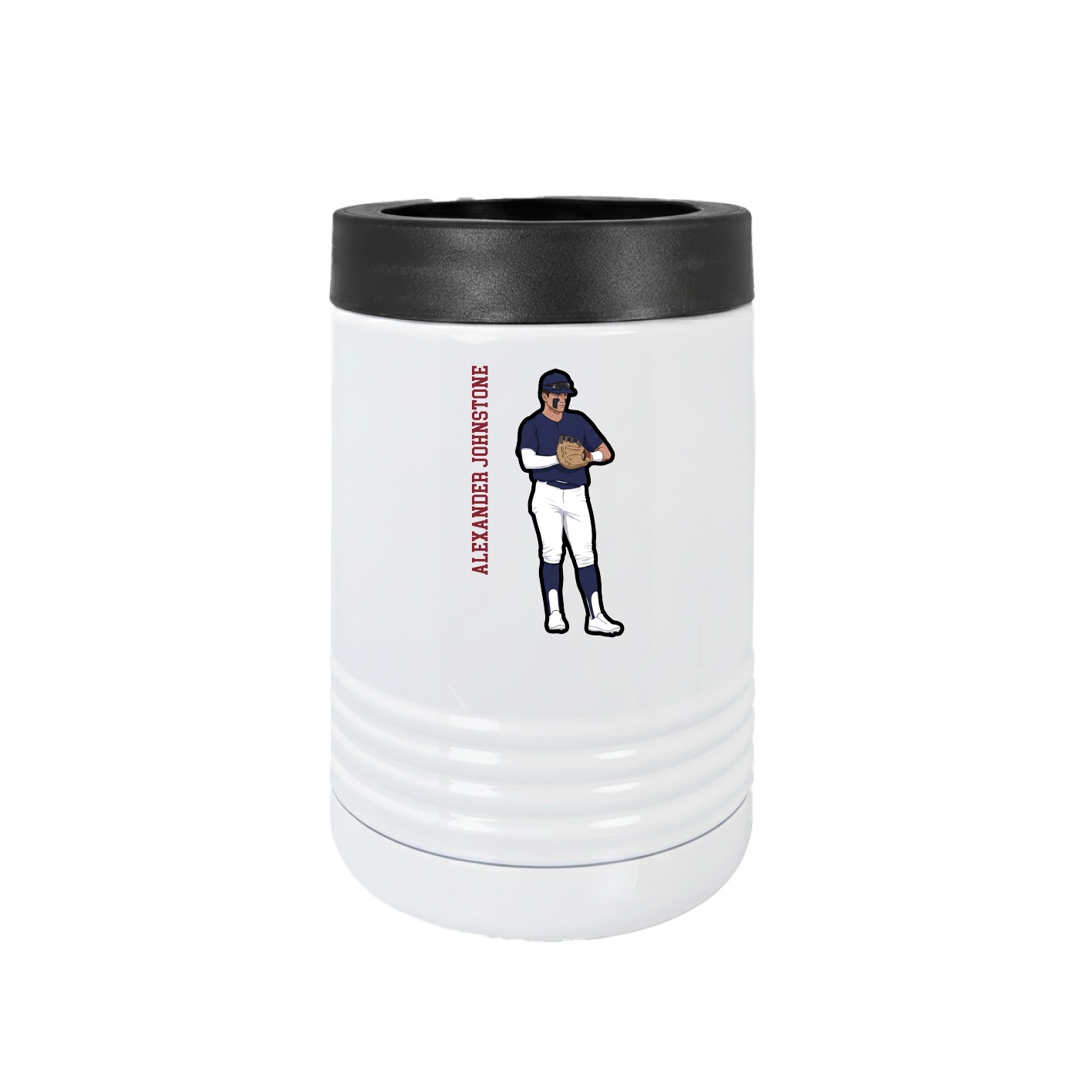 Beverage Holder — Name Vertical in White