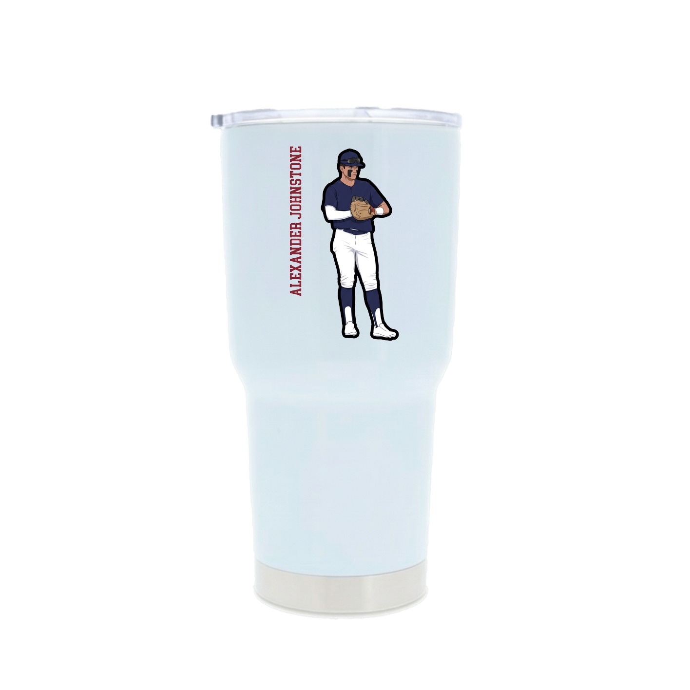 30oz Stainless Steel Tumbler — Name Vertical in White