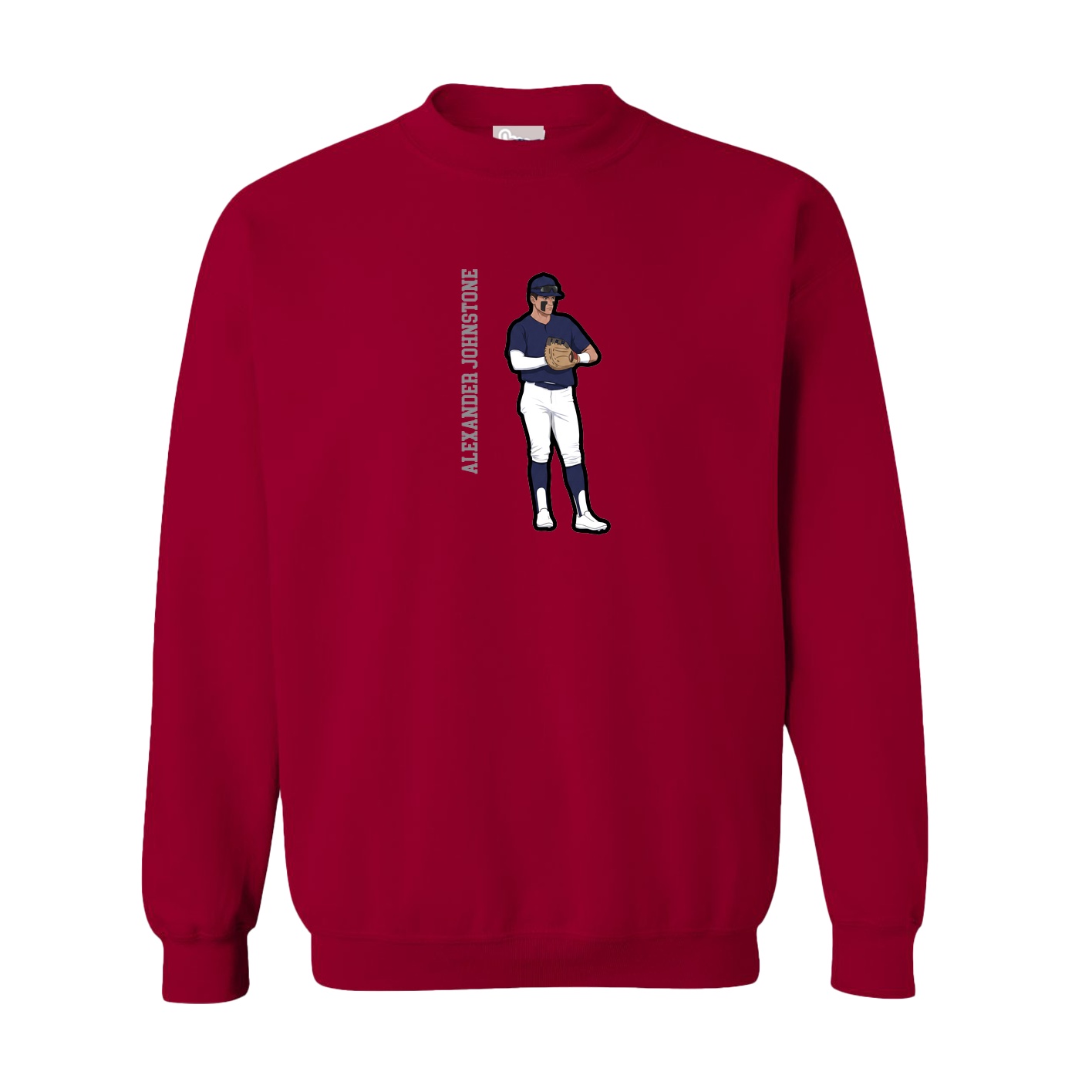 Fleece Crew — Name Vertical in Cardinal