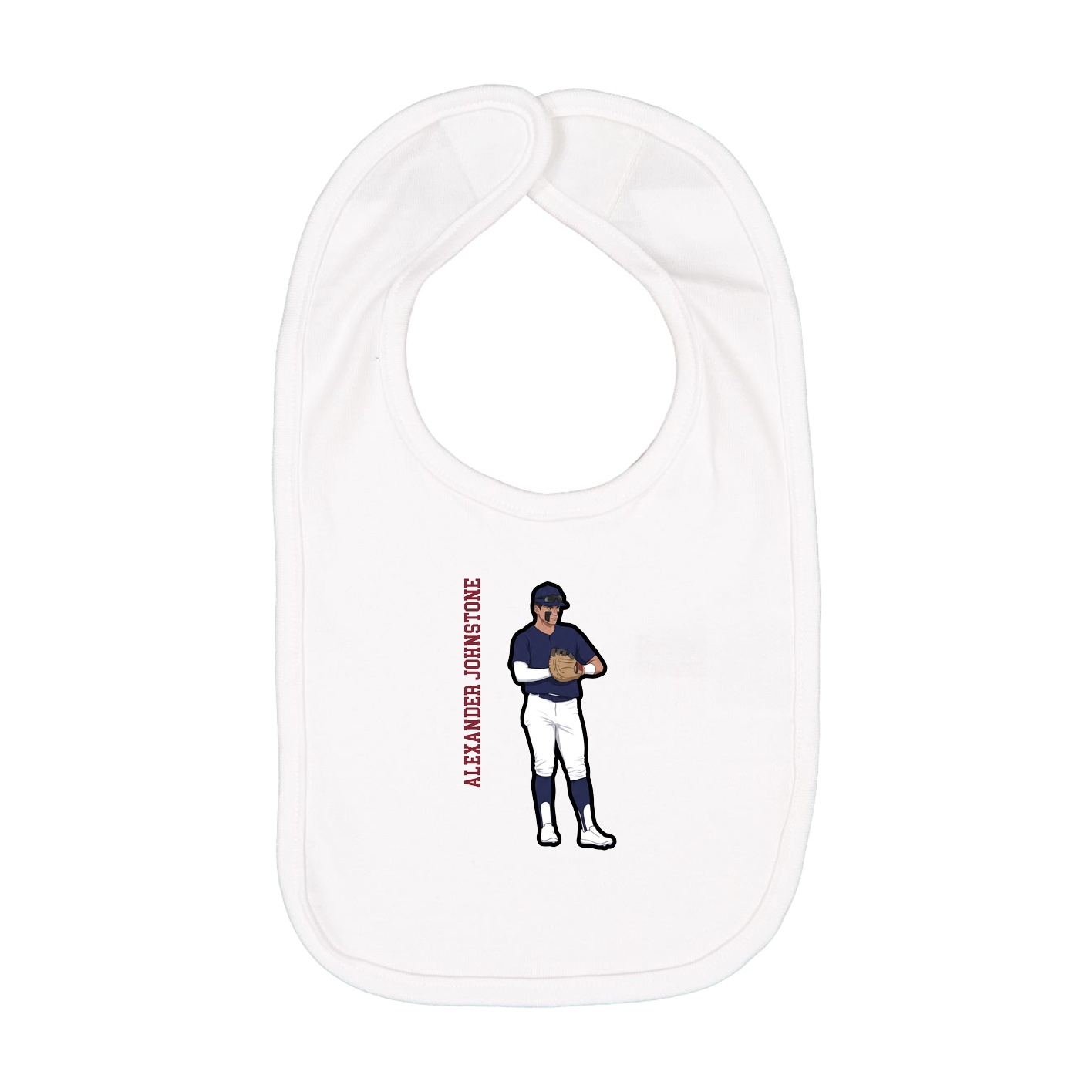 Infant Bib — Name Vertical in White
