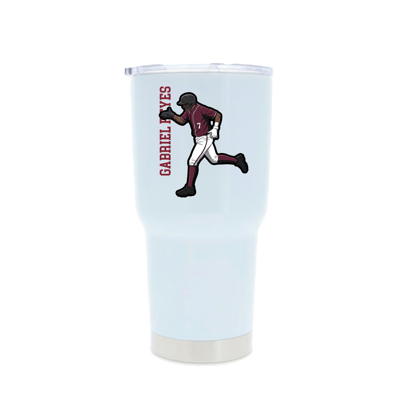 30oz Stainless Steel Tumbler — Name Vertical in White