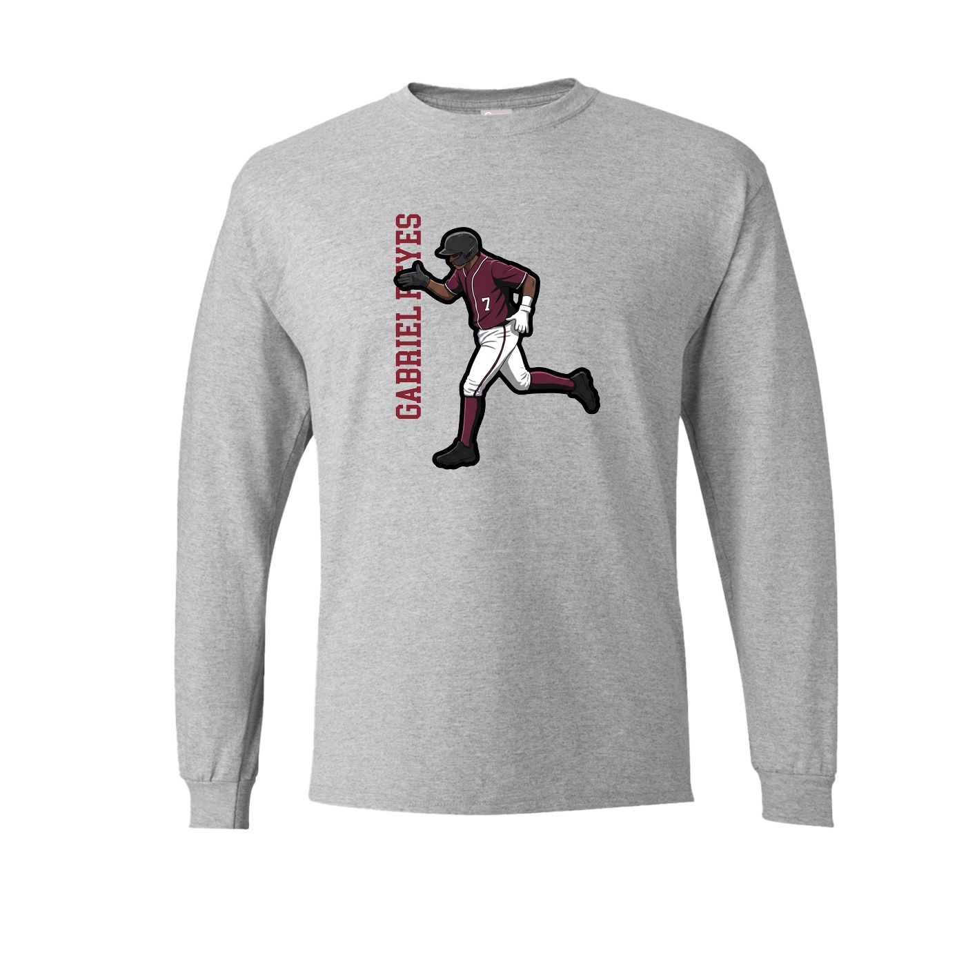 Long Sleeve Tee — Name Vertical in Grey