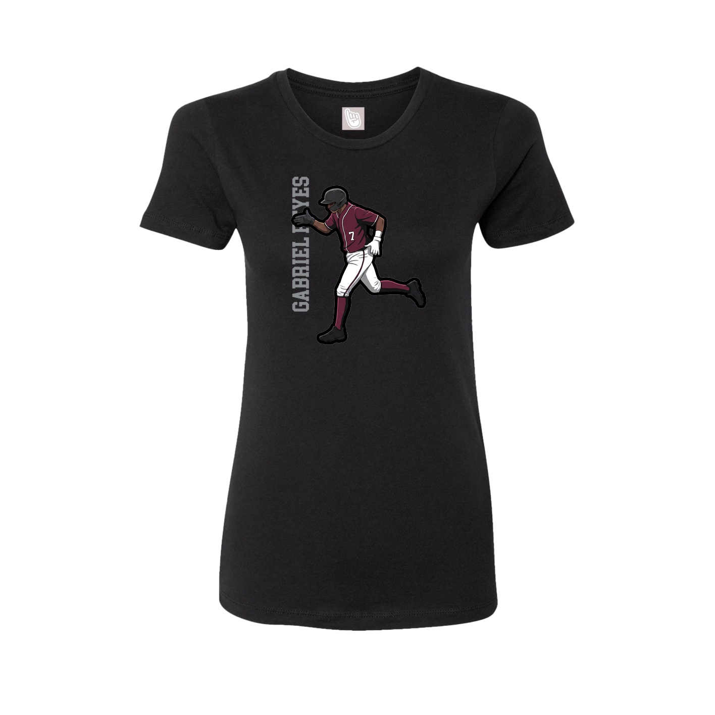 Womens Tee — Name Vertical in Black