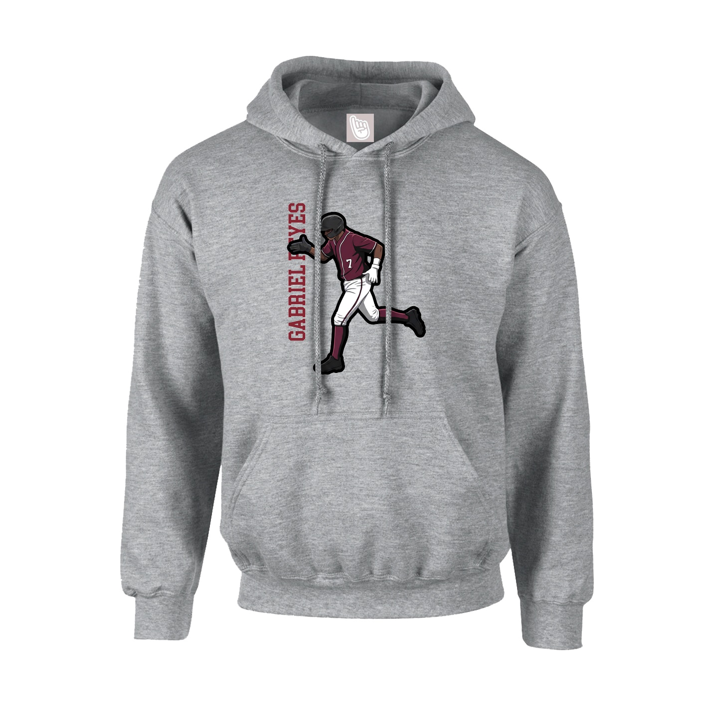 Hoodie — Name Vertical in Grey