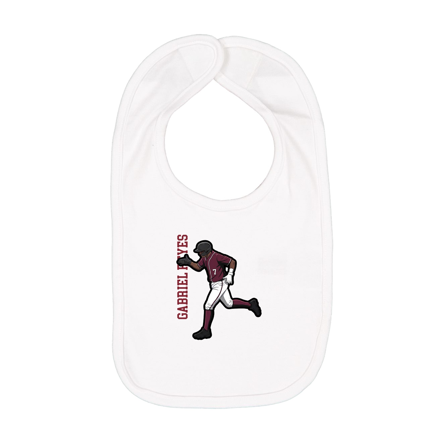 Infant Bib — Name Vertical in White