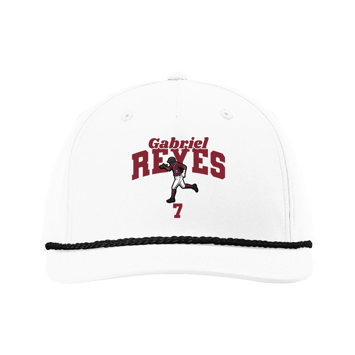 Five-Panel Classic Rope Cap — Signature Arch in White