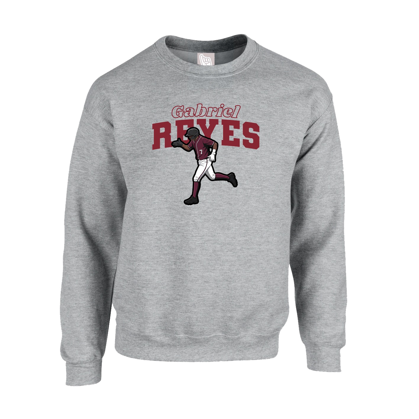 Fleece Crew — Name Arch in Grey