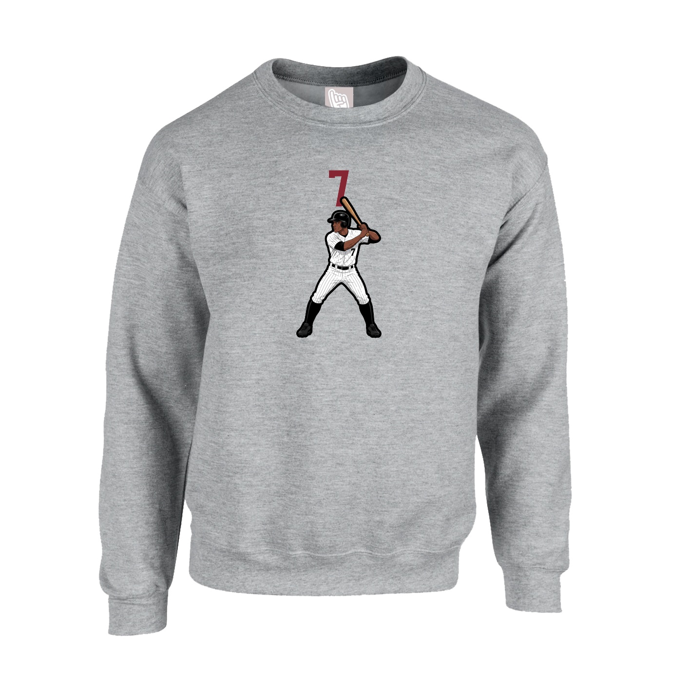 Fleece Crew — Number Top in Grey