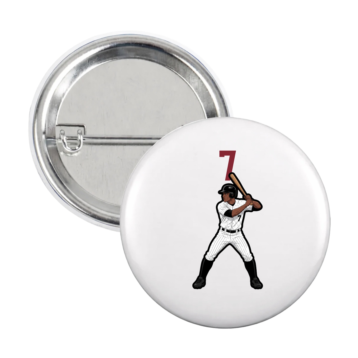 Game Day Button — Number Top in White