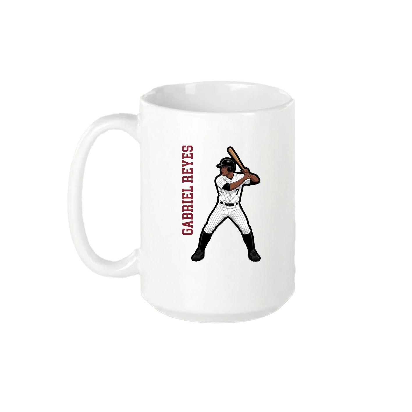 15oz Coffee Mug — Name Vertical in White