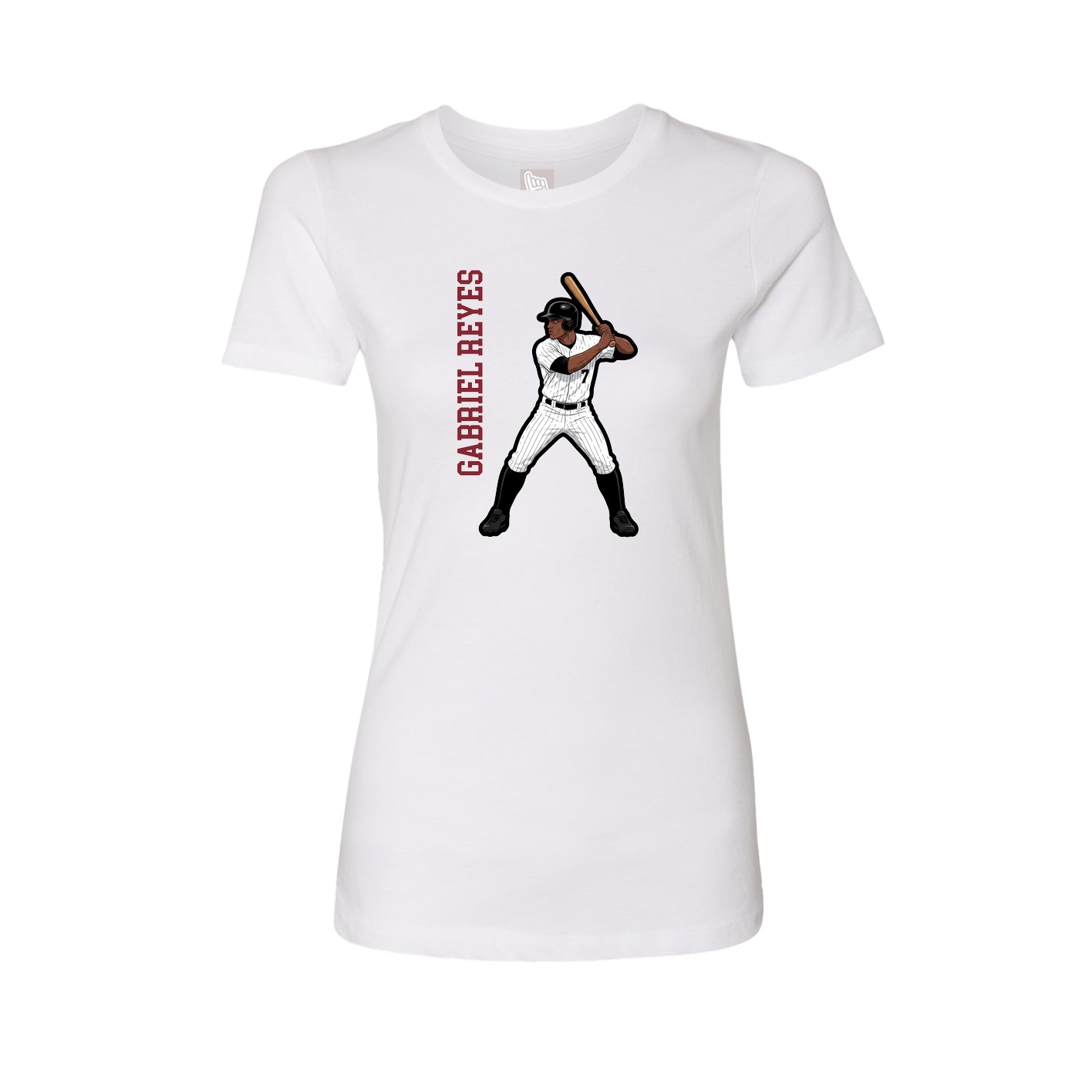 Womens Tee — Name Vertical in White