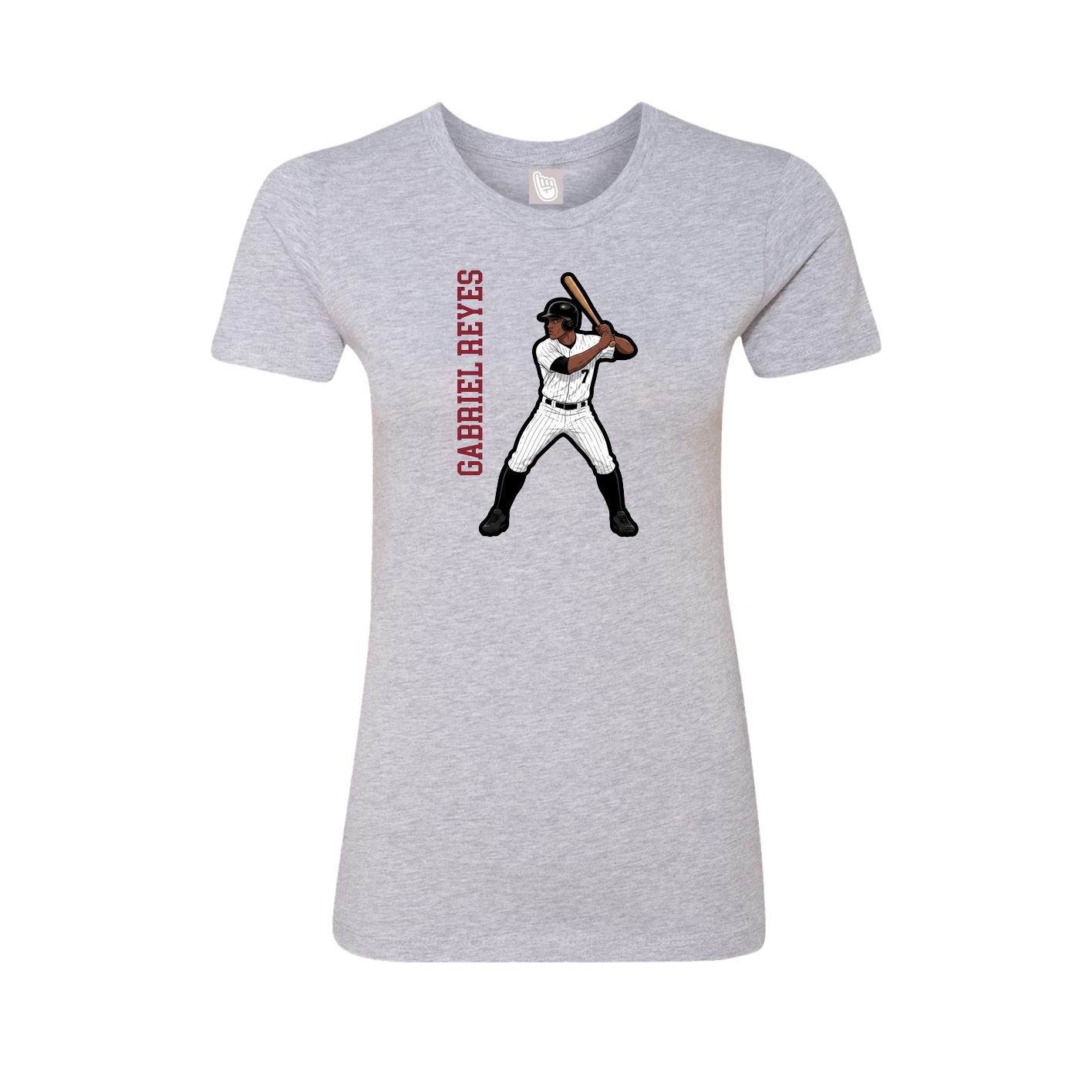 Fitted Women's Tee — Name Vertical in Grey