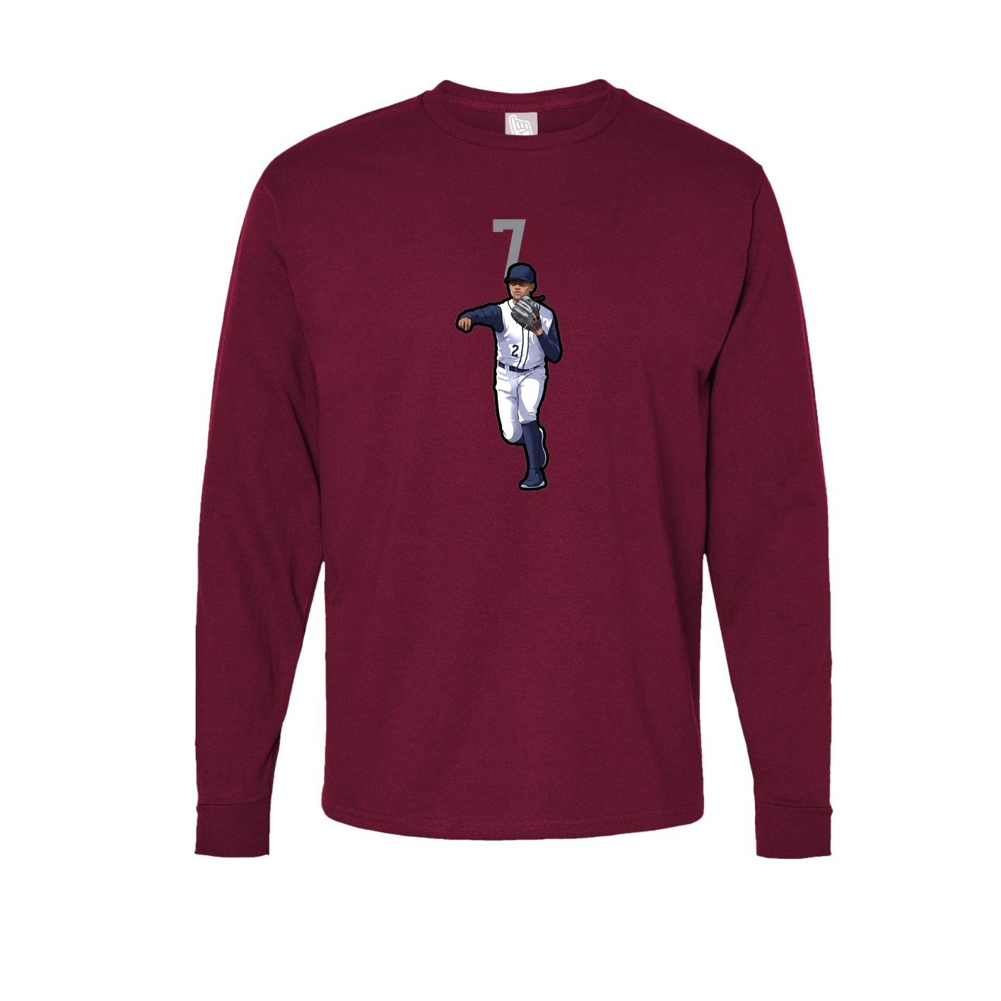 Long Sleeve Tee — Number Top in Cardinal