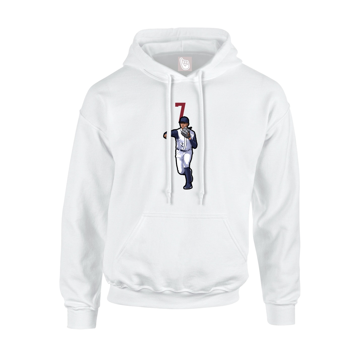 Youth Hoodie — Number Top in White