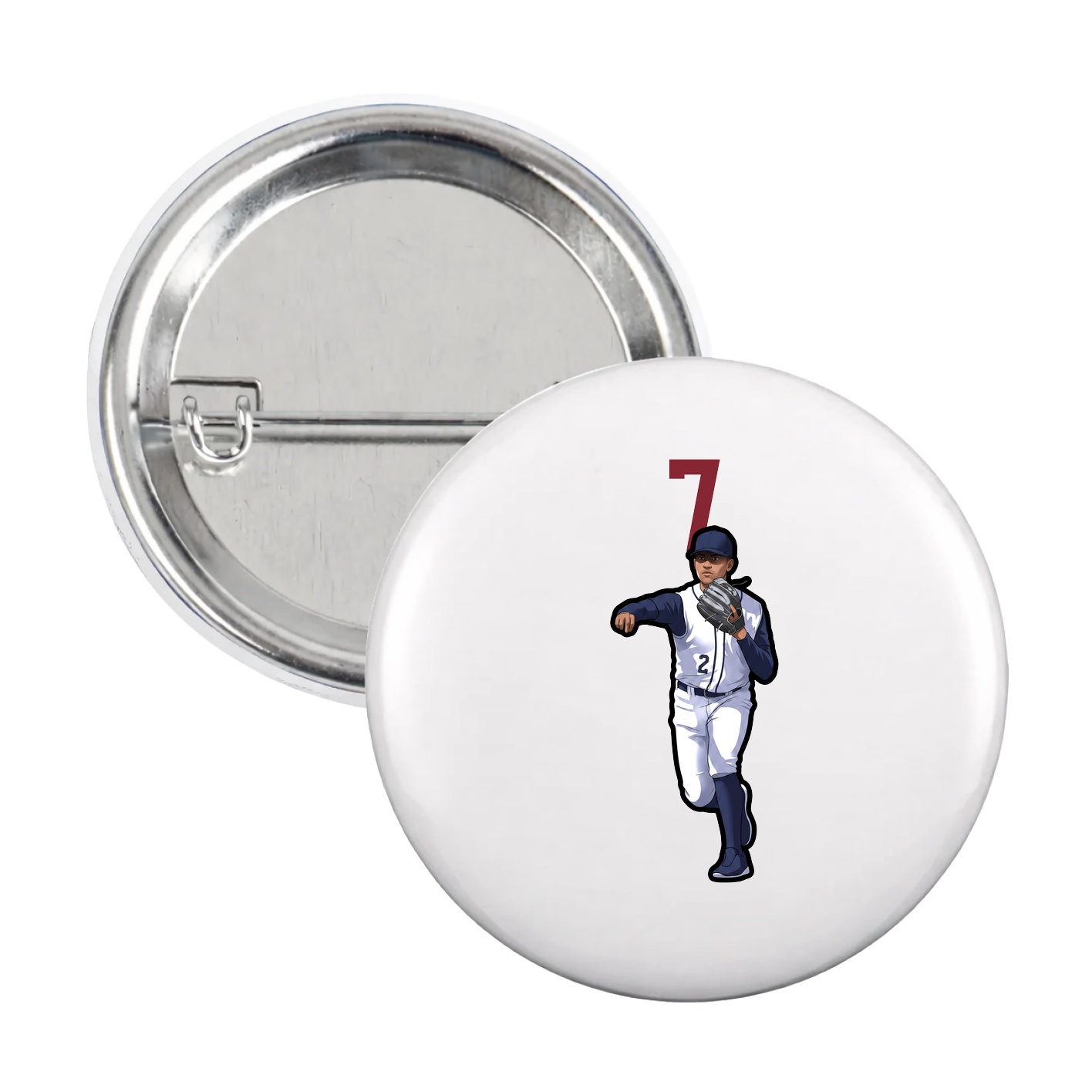 Game Day Button — Number Top in White