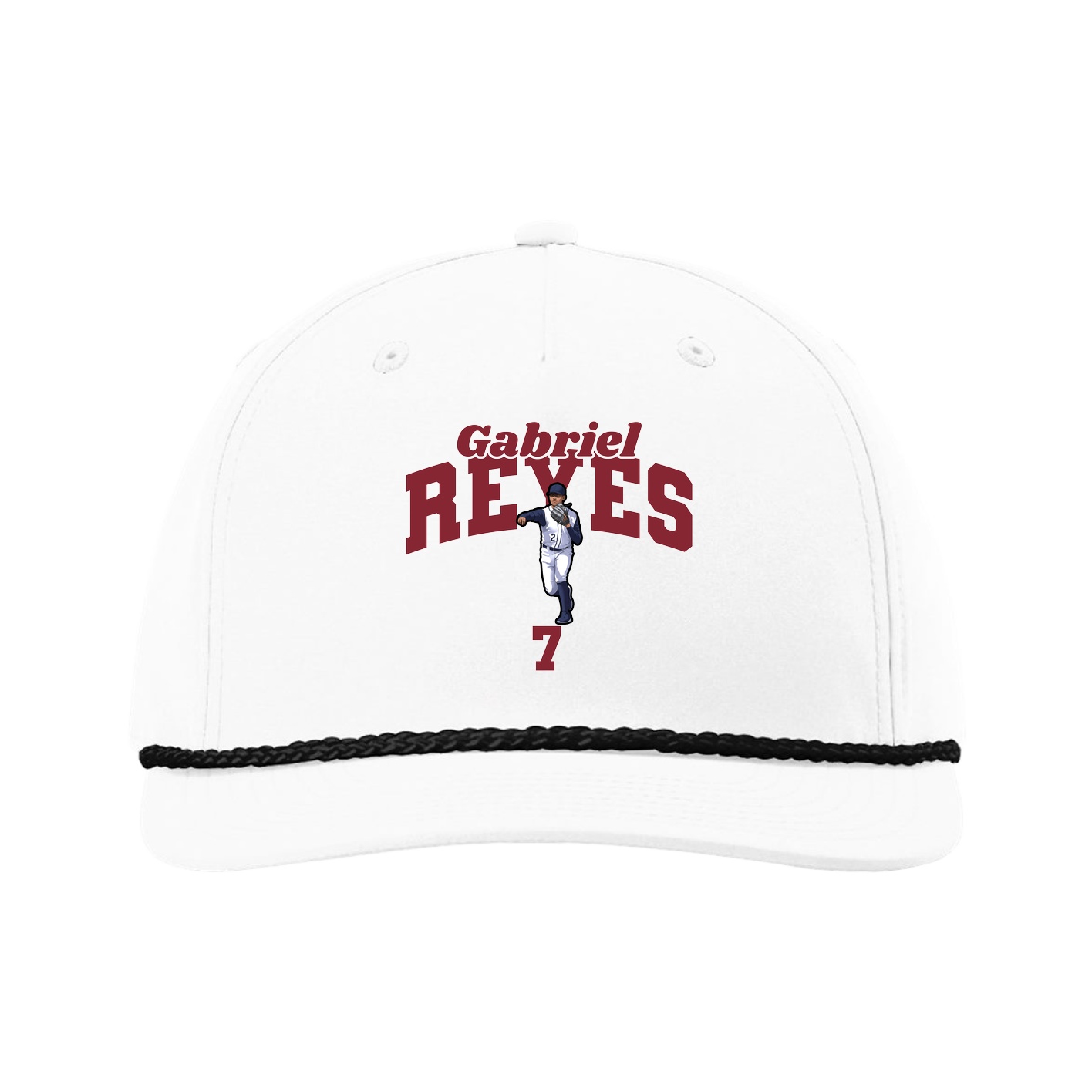 Five-Panel Classic Rope Cap — Signature Arch in White