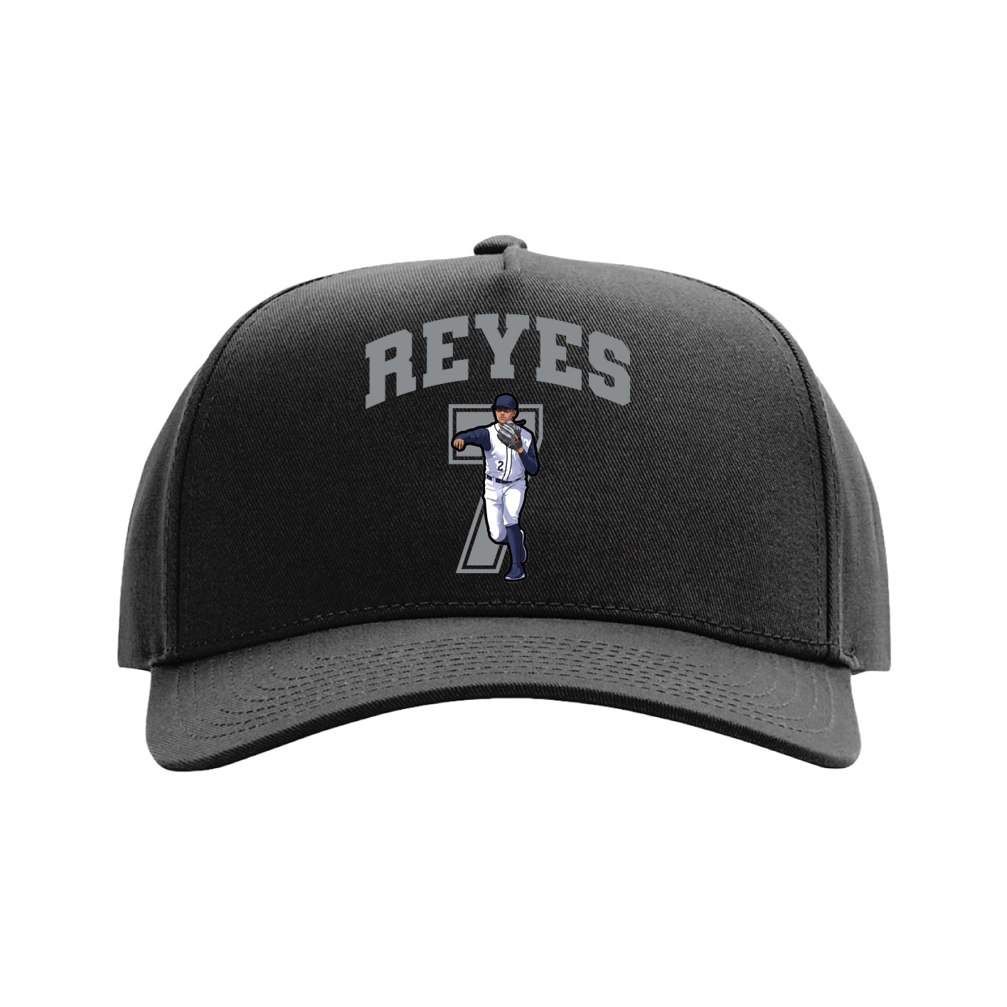 Full Fabric Five-Panel Champ Cap — Number in Black