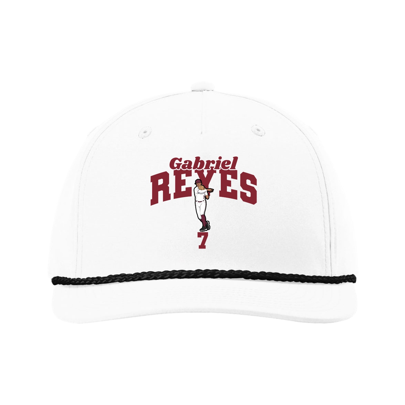 Five-Panel Classic Rope Cap — Signature Arch in White