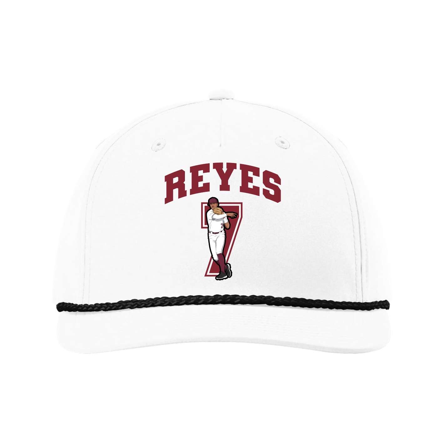 Five-Panel Classic Rope Cap — Number in White