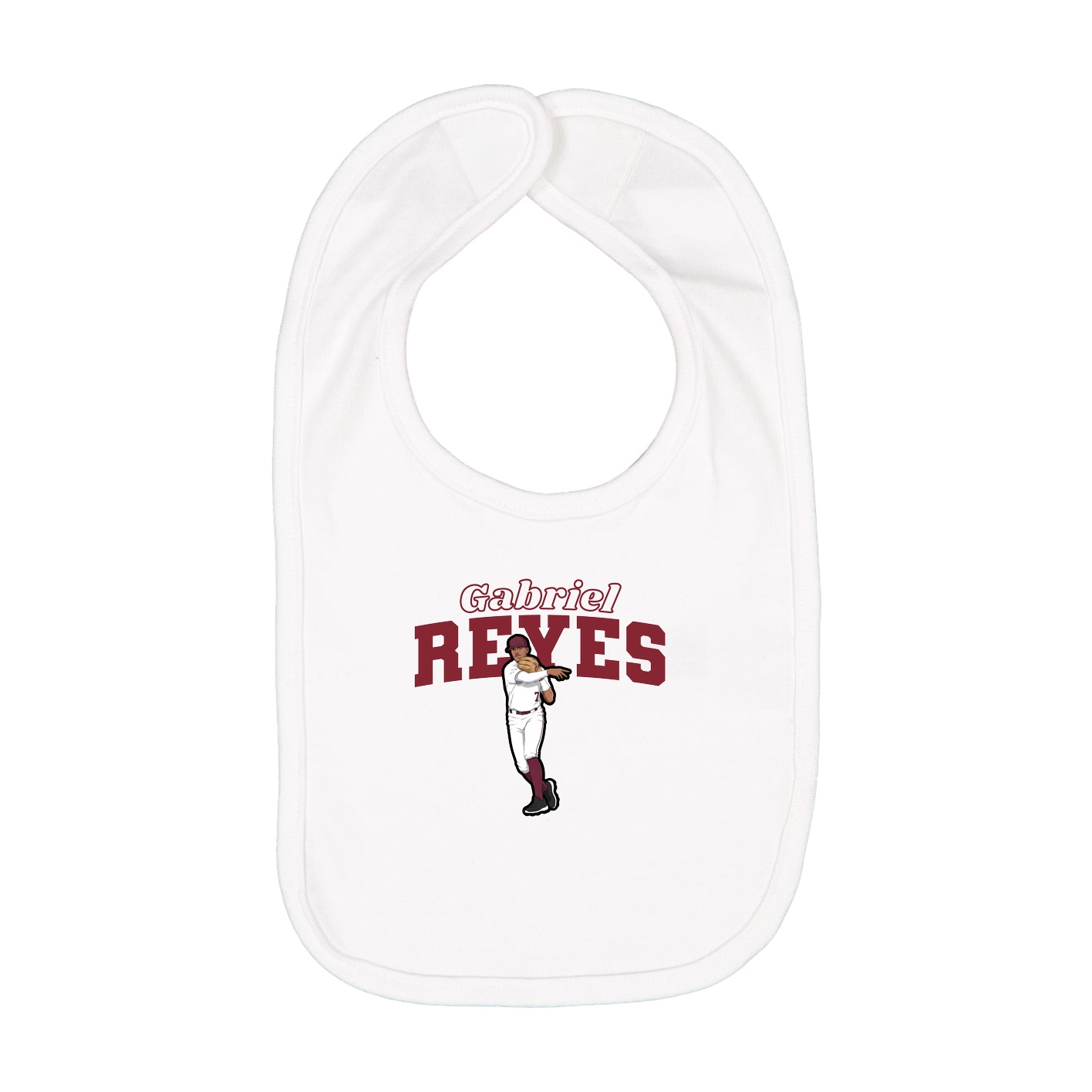 Infant Bib — Name Arch in White