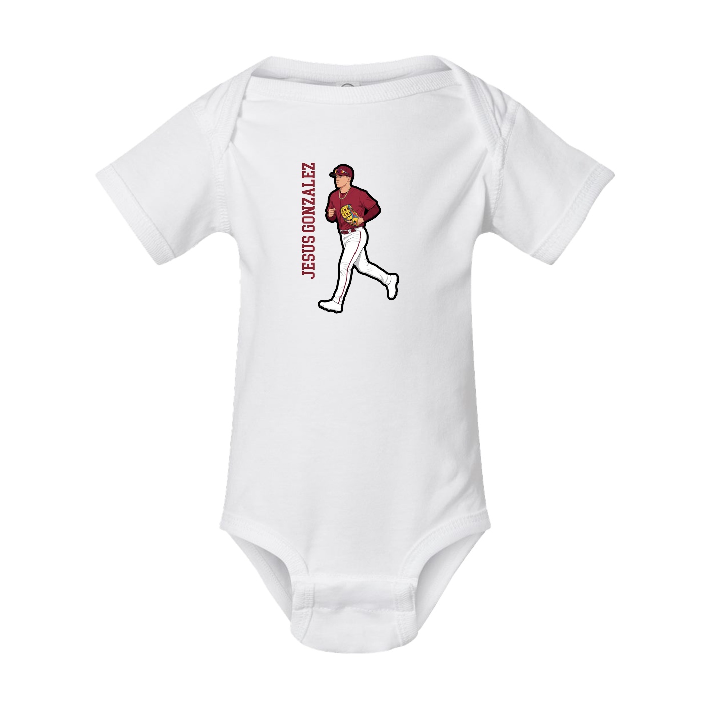 Baby Onesie — Name Vertical in White