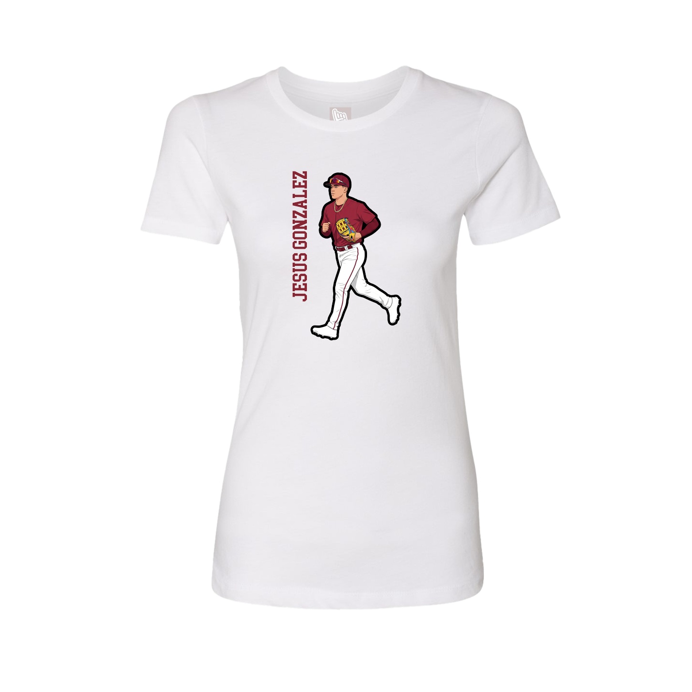 Fitted Women's Tee — Name Vertical in White