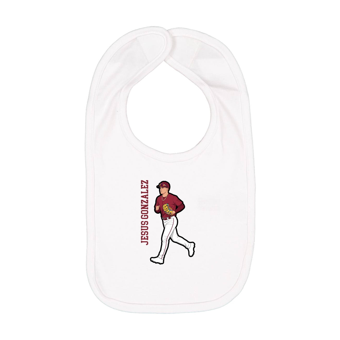 Infant Bib — Name Vertical in White
