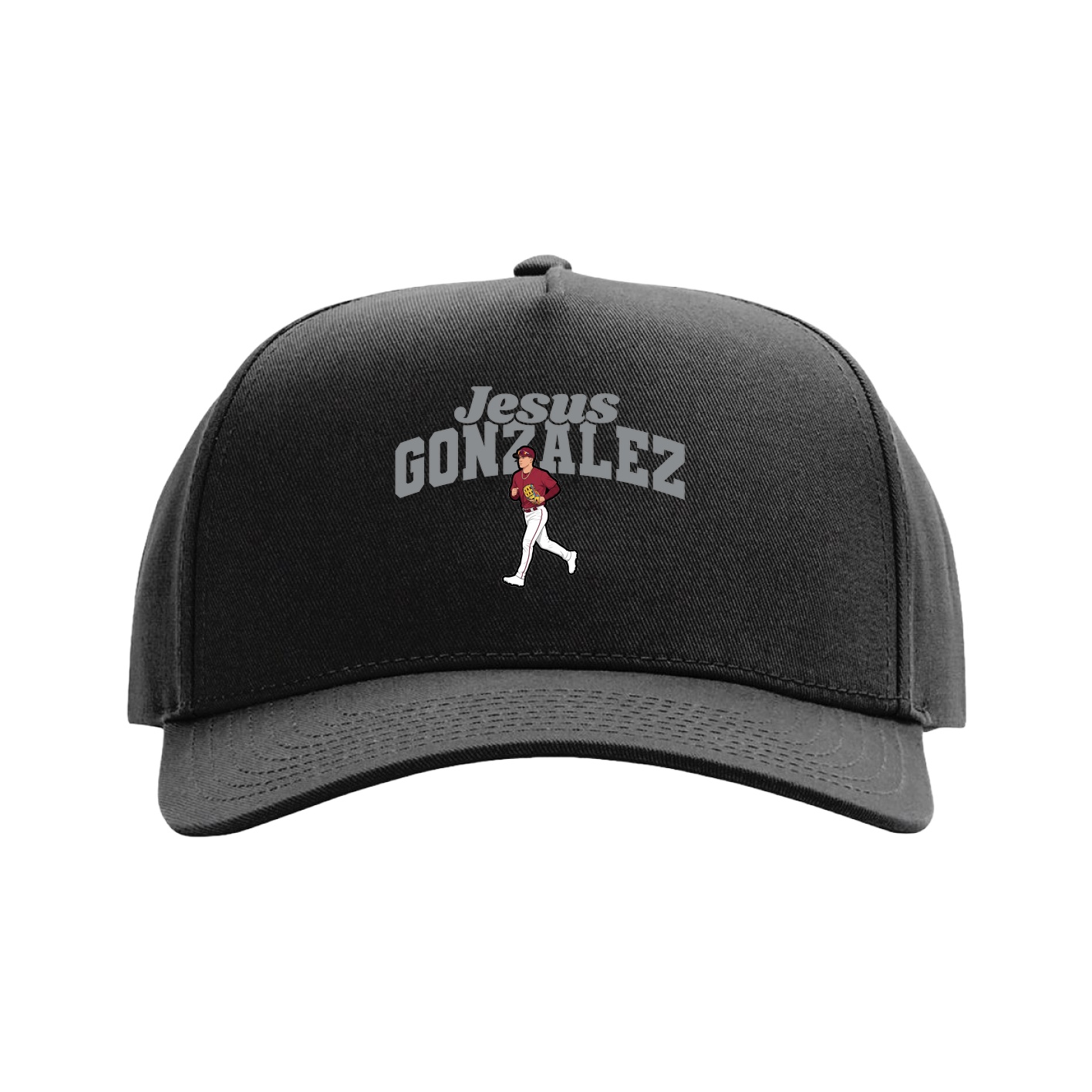 Full Fabric Five-Panel Champ Cap — Signature Arch in Black