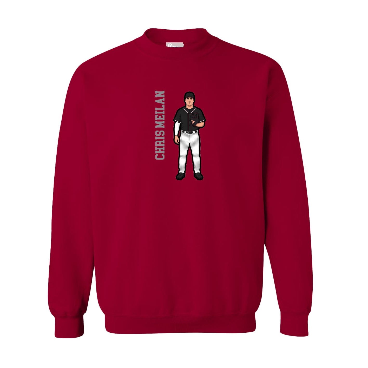 Fleece Crew — Name Vertical in Cardinal