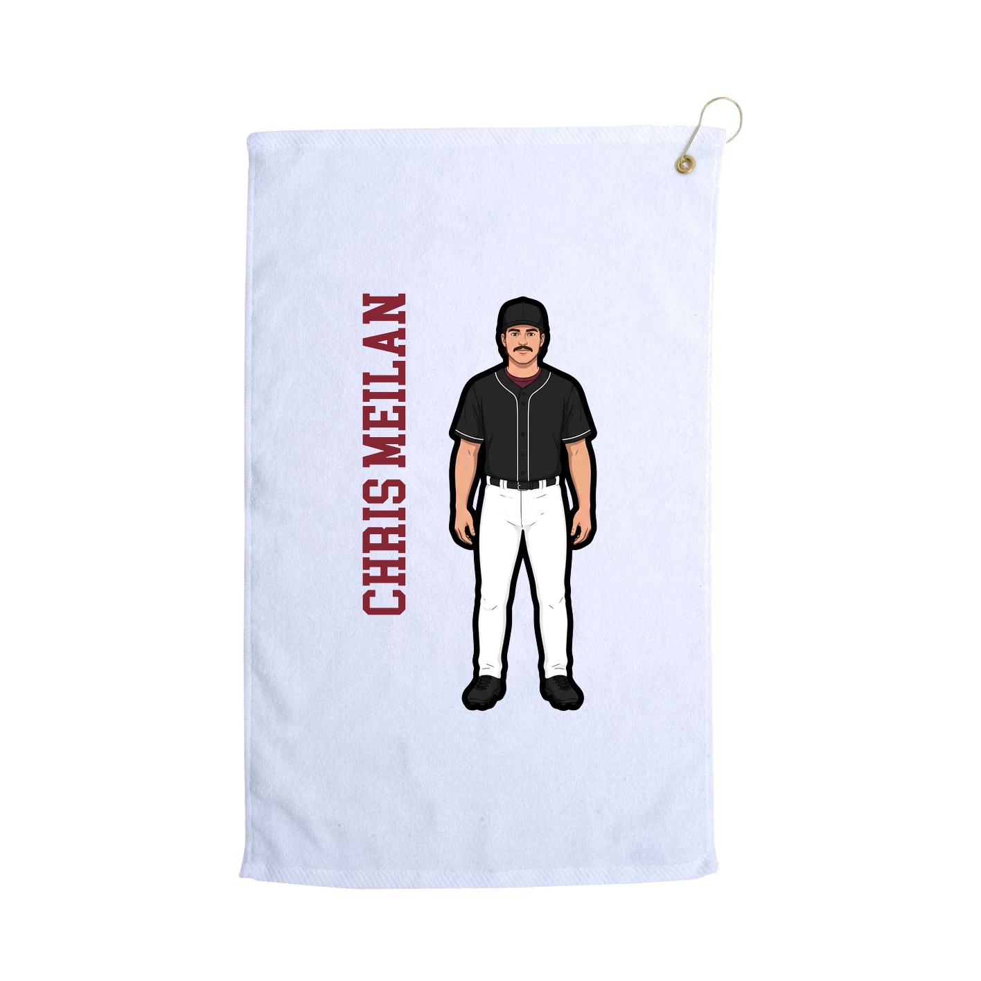 Golf Towel — Name Vertical in White
