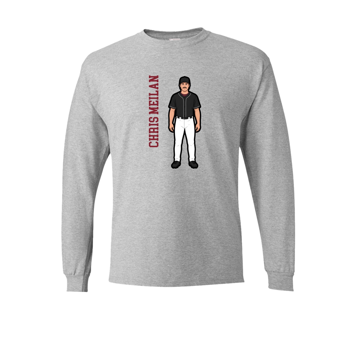 Long Sleeve Tee — Name Vertical in Grey
