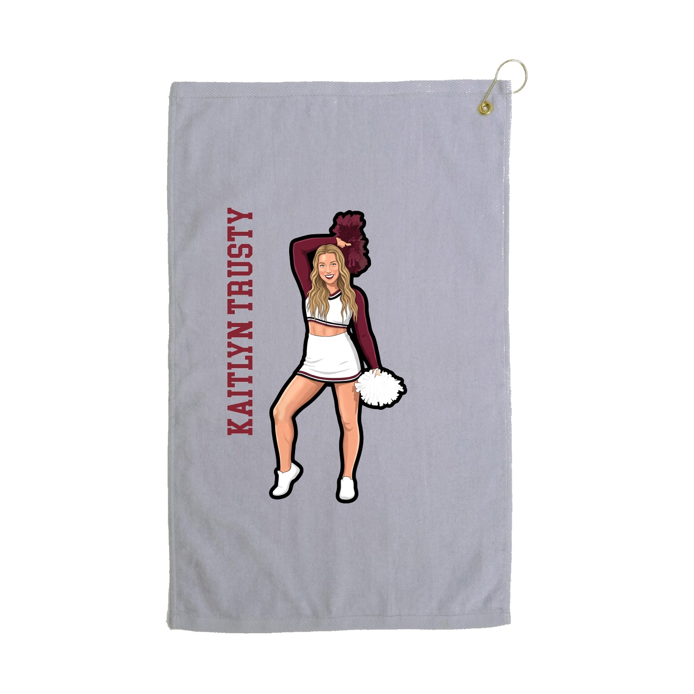 Golf Towel — Name Vertical in Grey