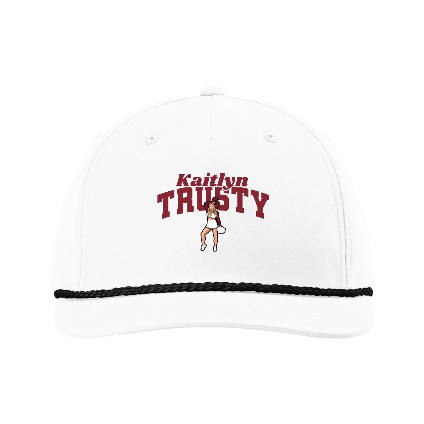 Five-Panel Classic Rope Cap — Signature Arch in White