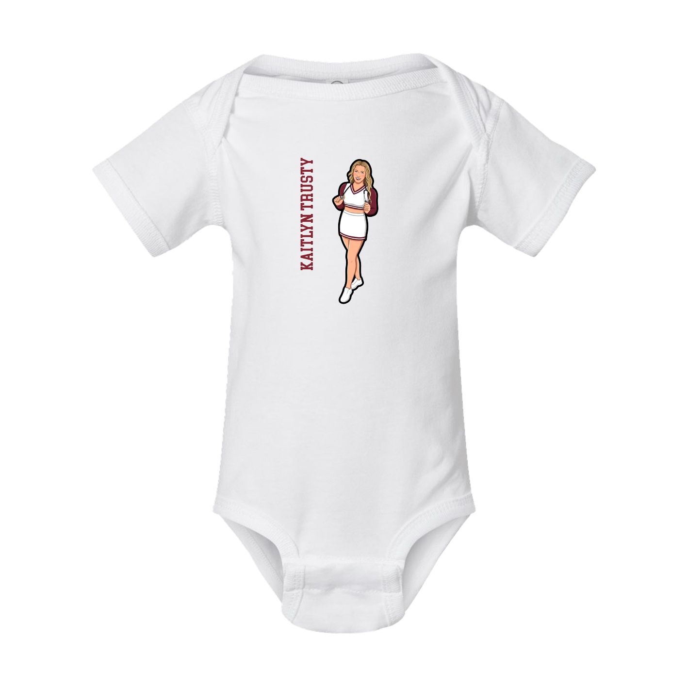 Baby Onesie — Name Vertical in White