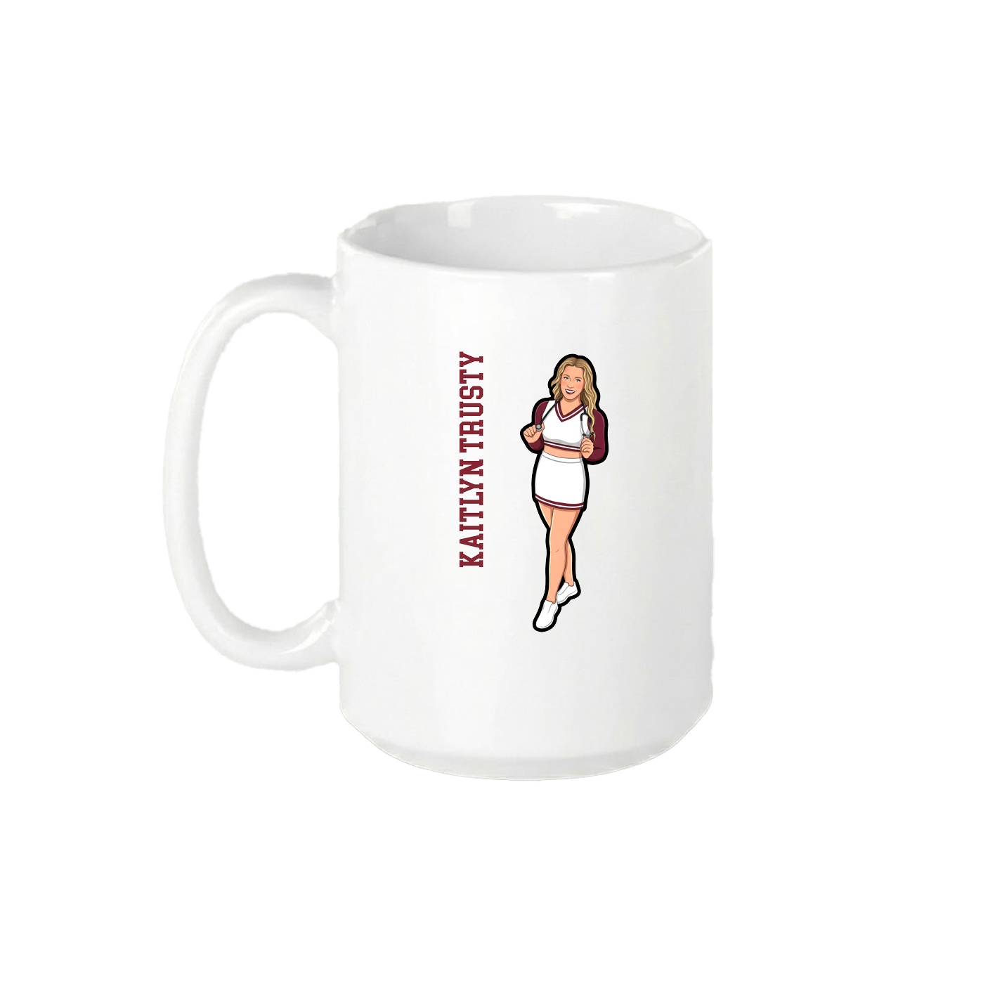 15oz Coffee Mug — Name Vertical in White