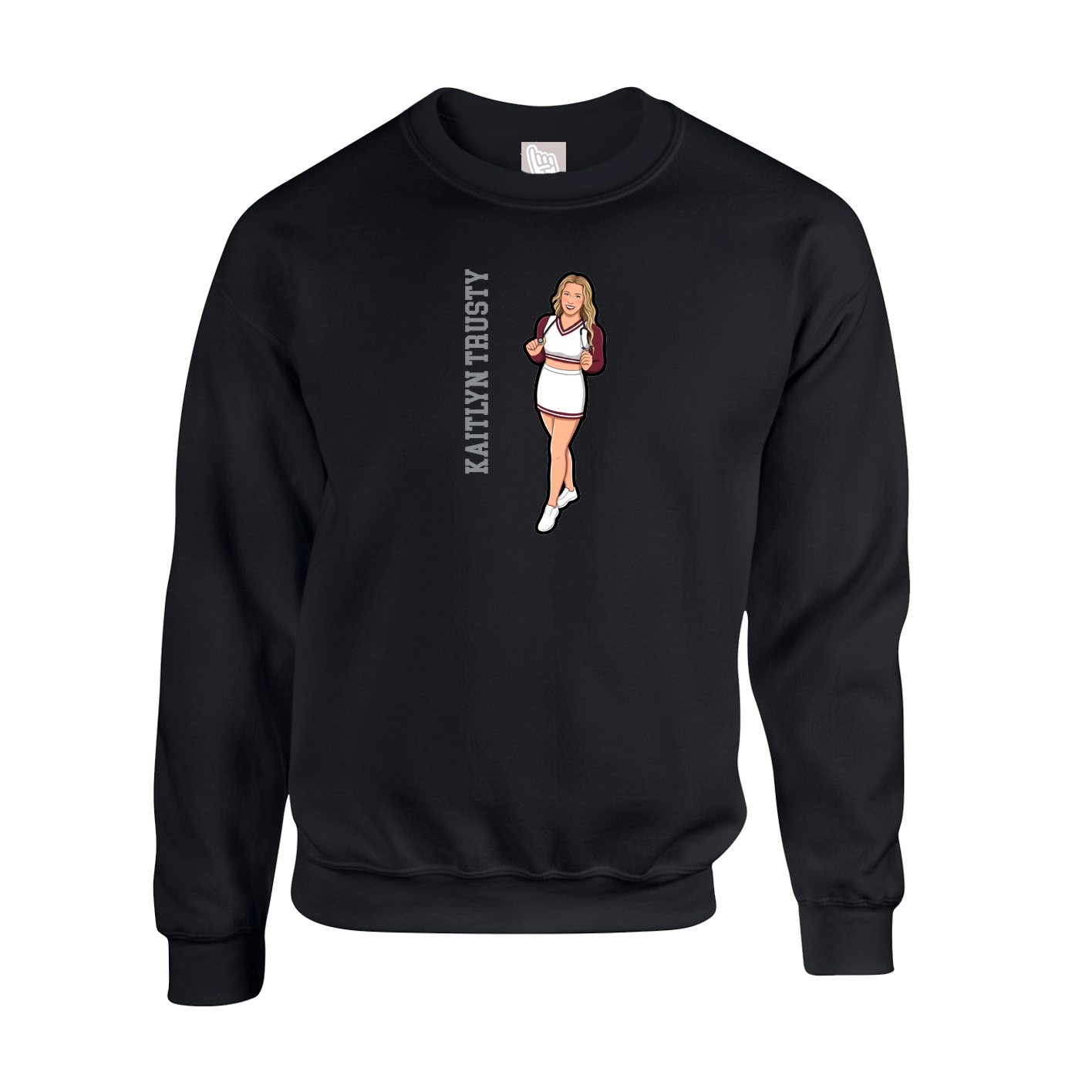 Fleece Crew — Name Vertical in Black