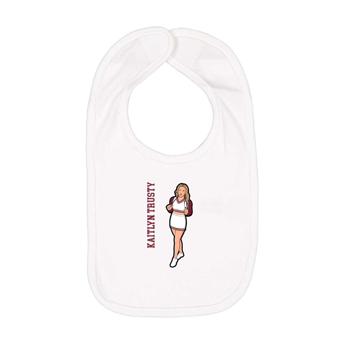 Infant Bib — Name Vertical in White