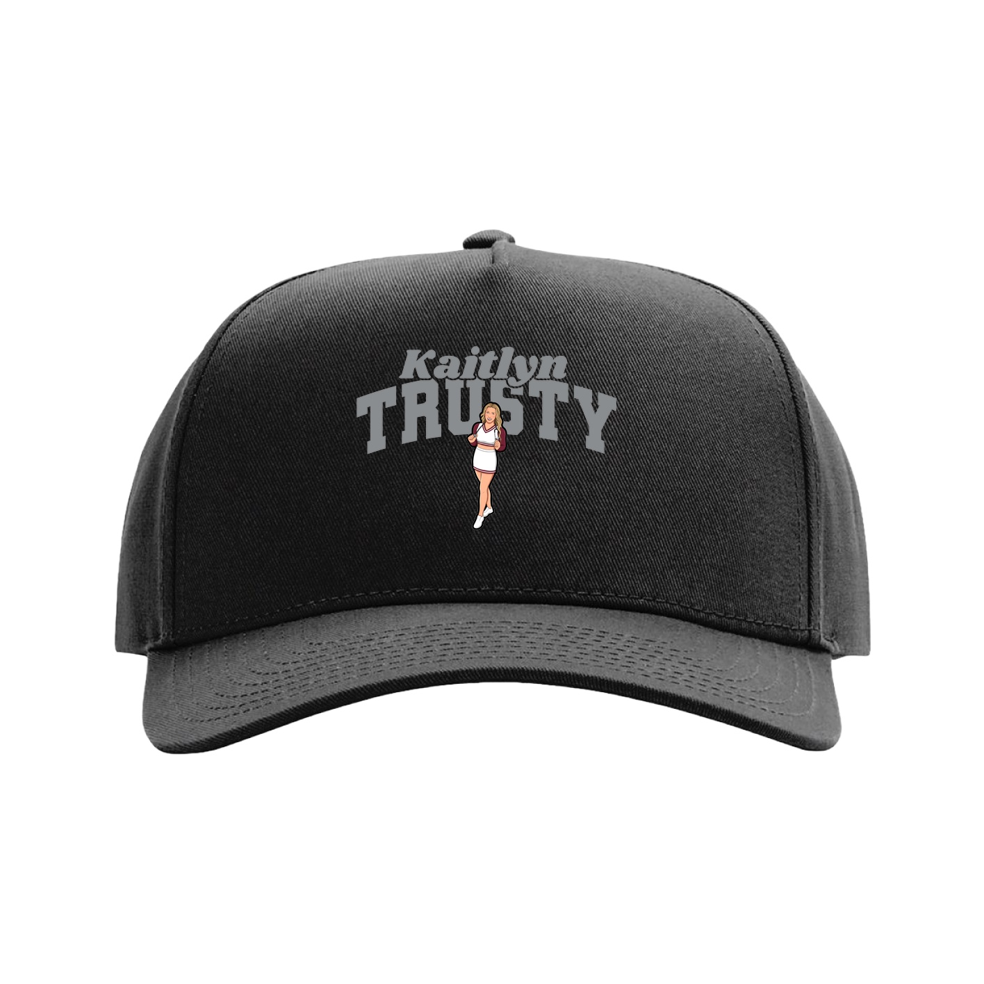 Full Fabric Five-Panel Champ Cap — Signature Arch in Black