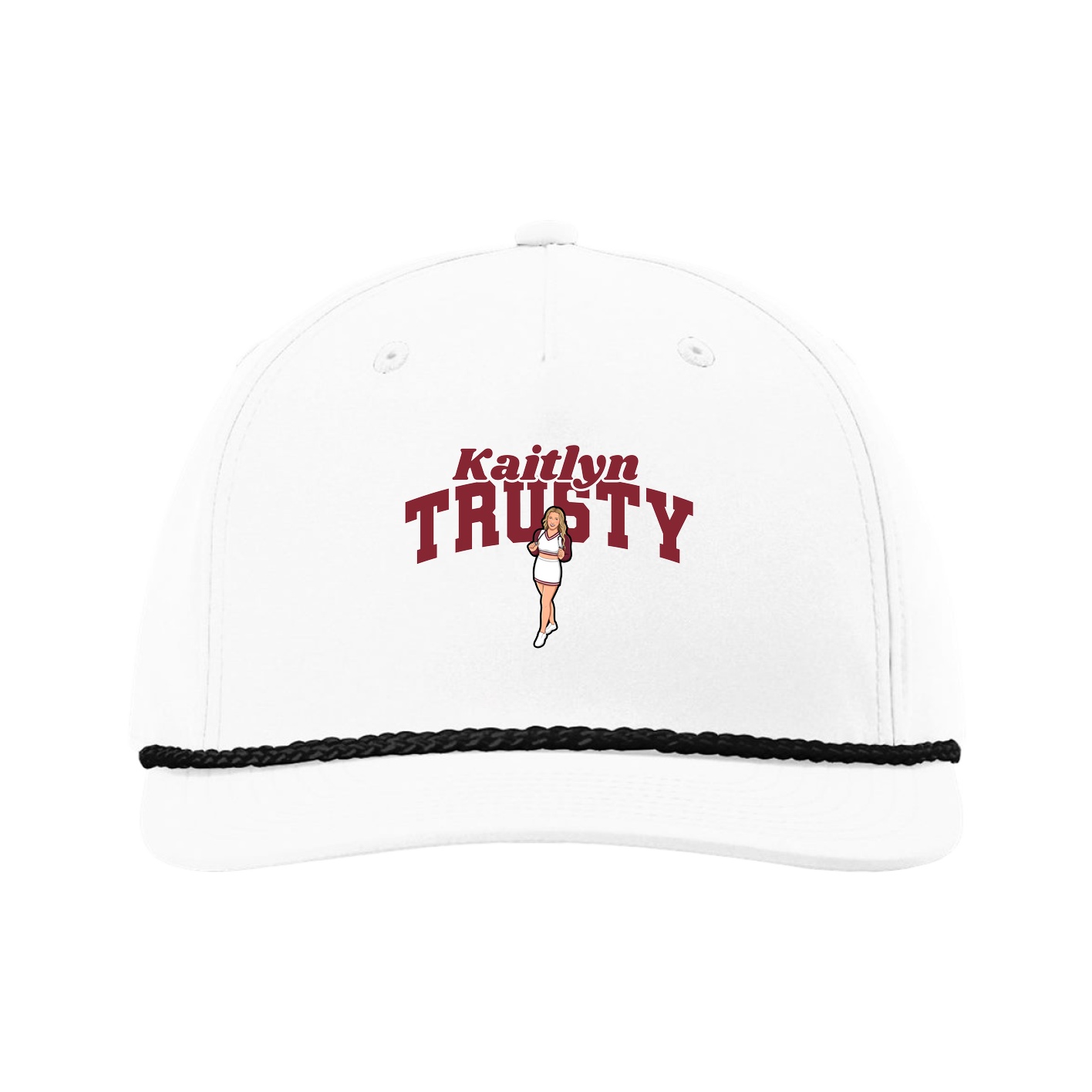 Five-Panel Classic Rope Cap — Signature Arch in White