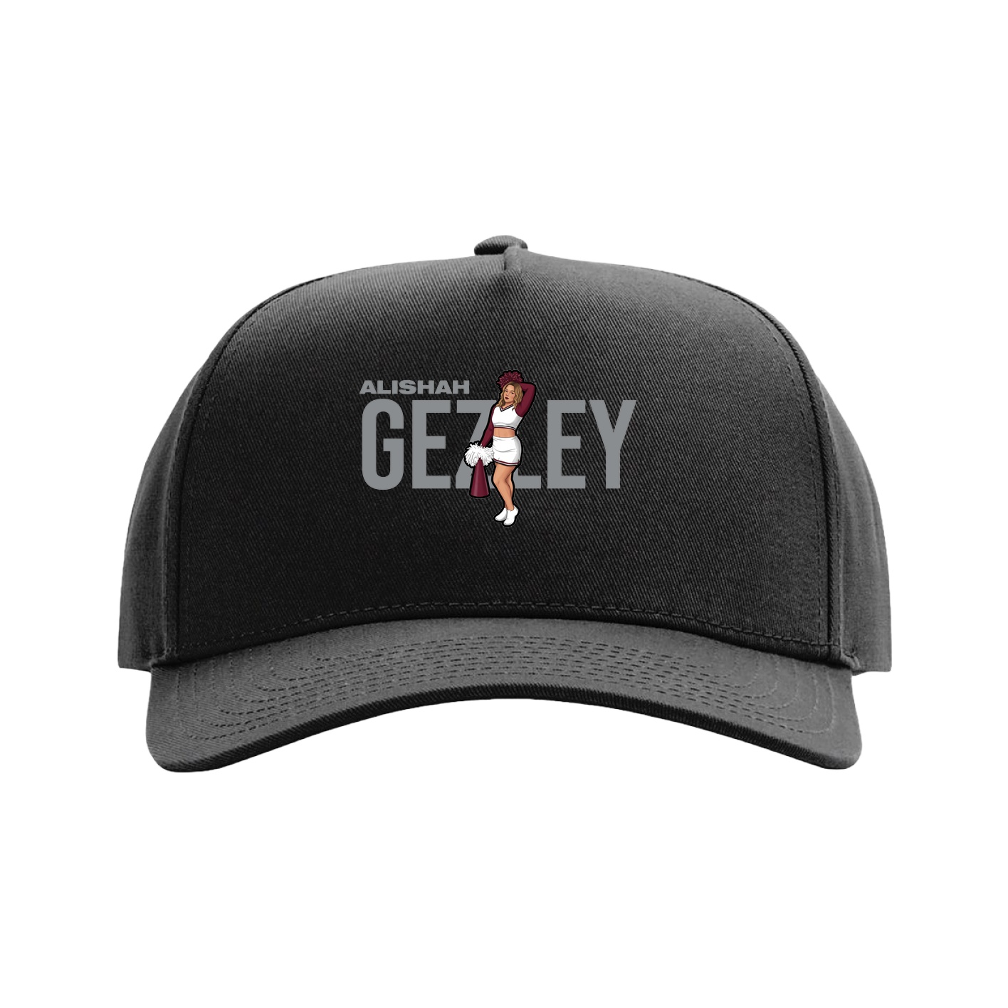 Full Fabric Five-Panel Champ Cap — Player Name in Black