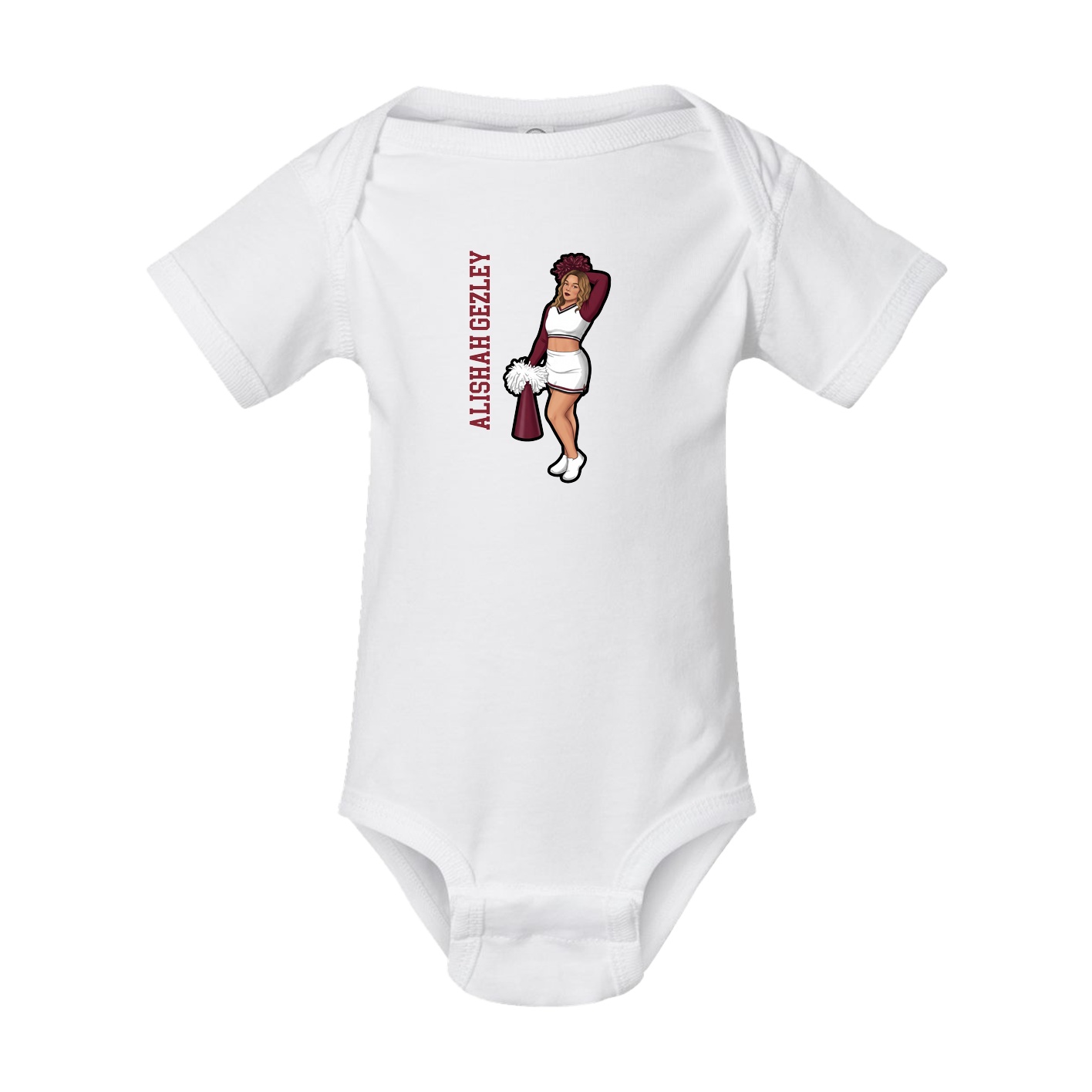 Baby Onesie — Name Vertical in White