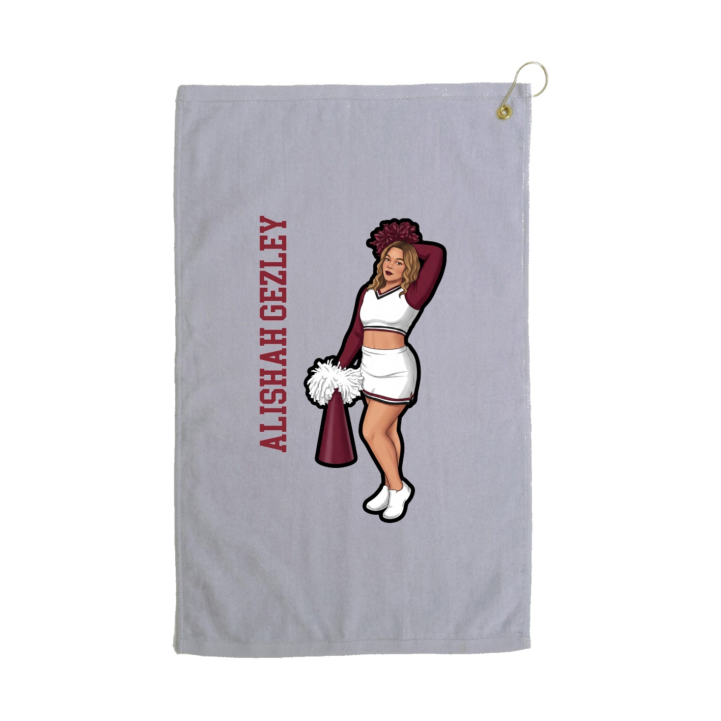 Golf Towel — Name Vertical in Grey