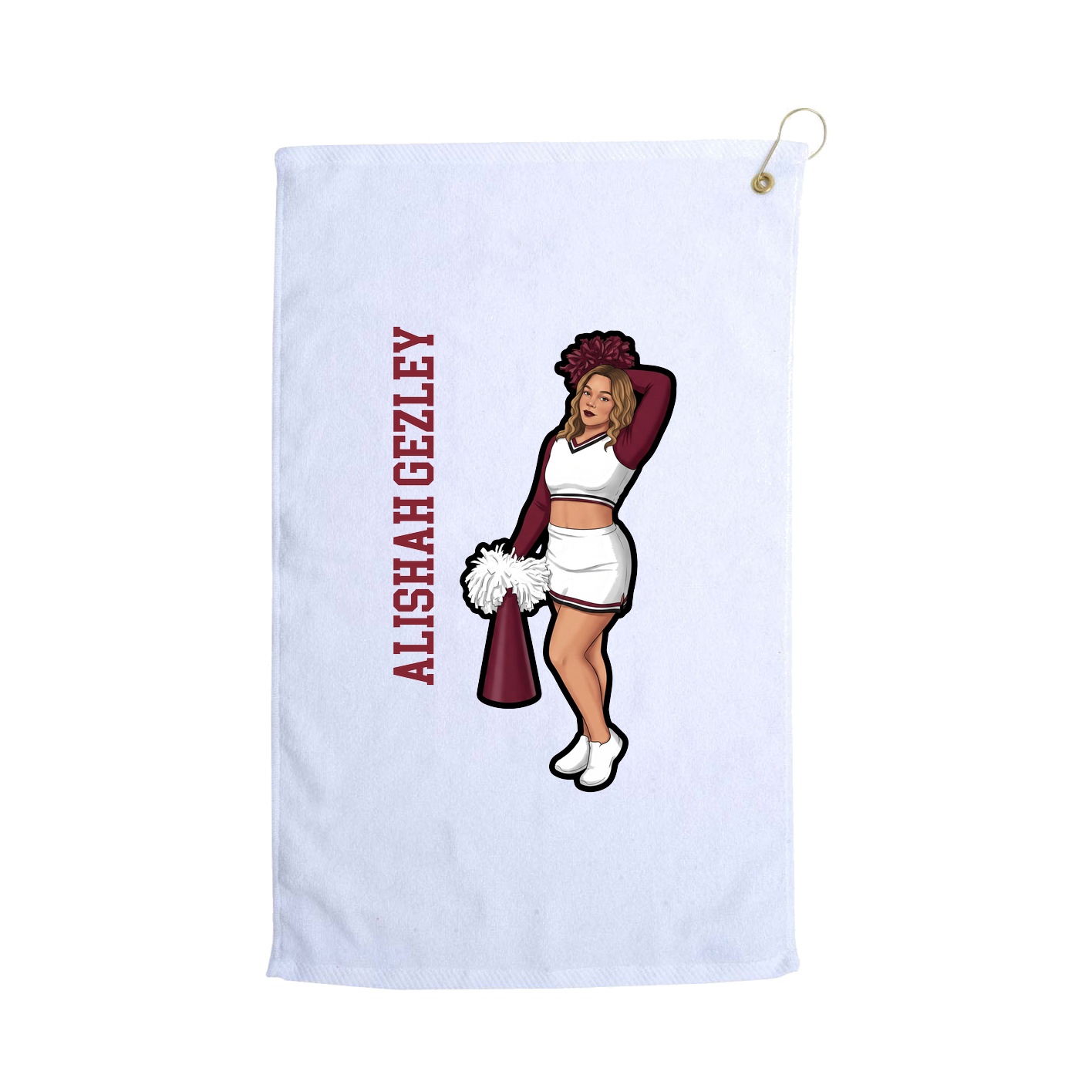 Golf Towel — Name Vertical in White