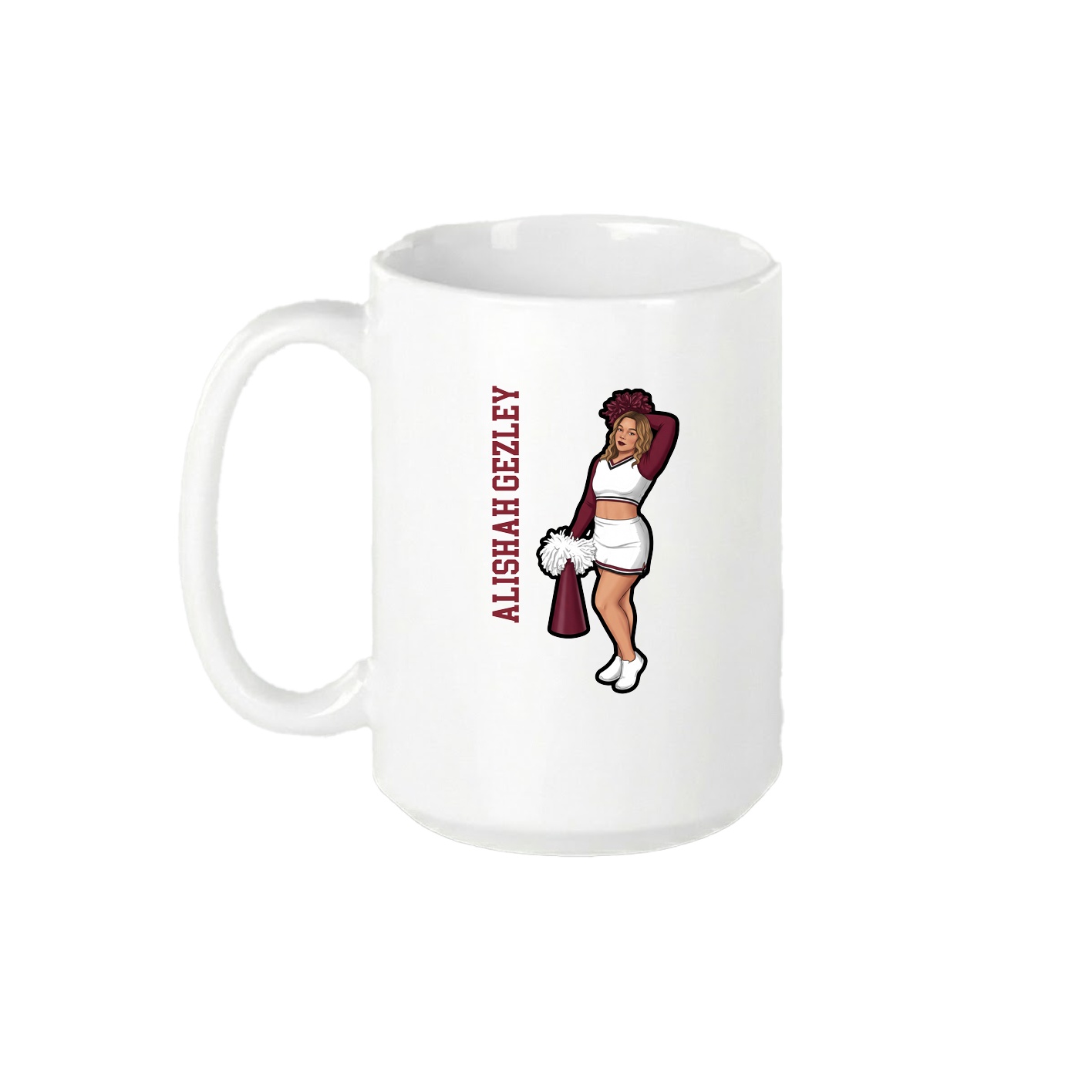 15oz Coffee Mug — Name Vertical in White
