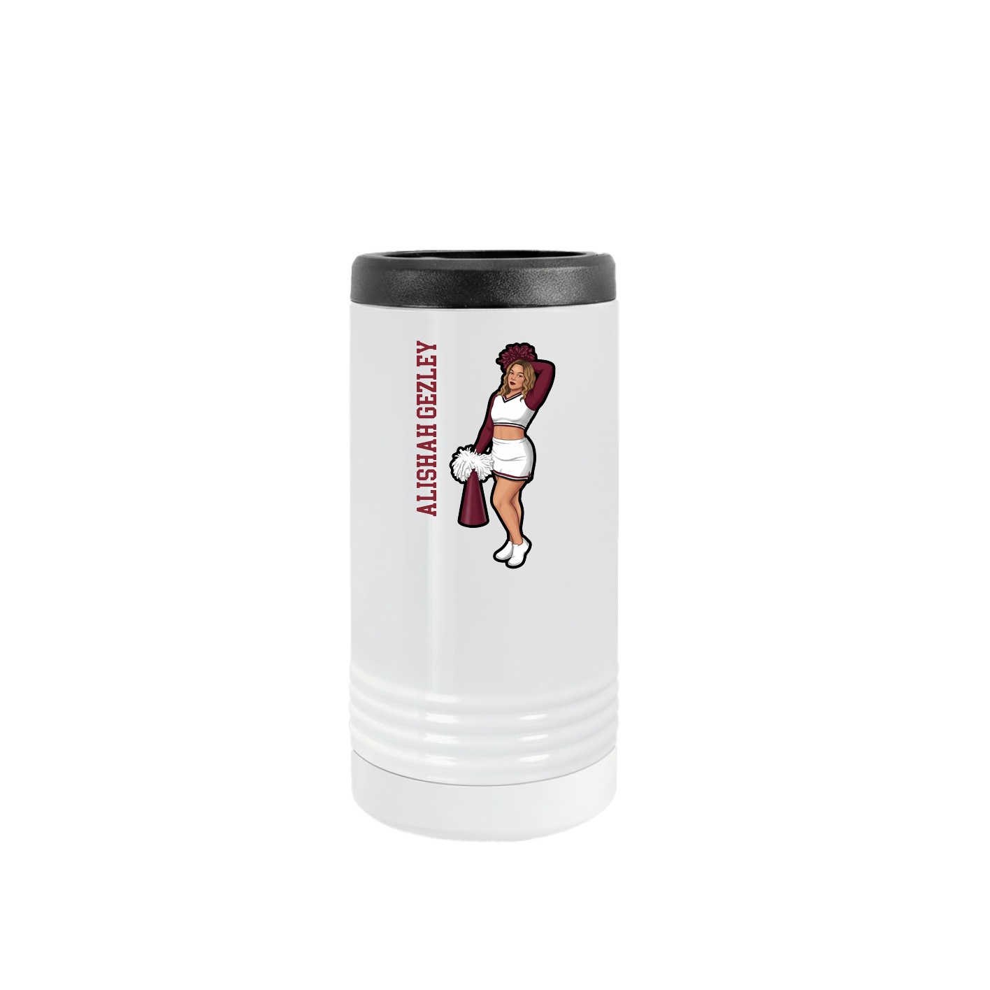 Slim Beverage Holder — Name Vertical in White