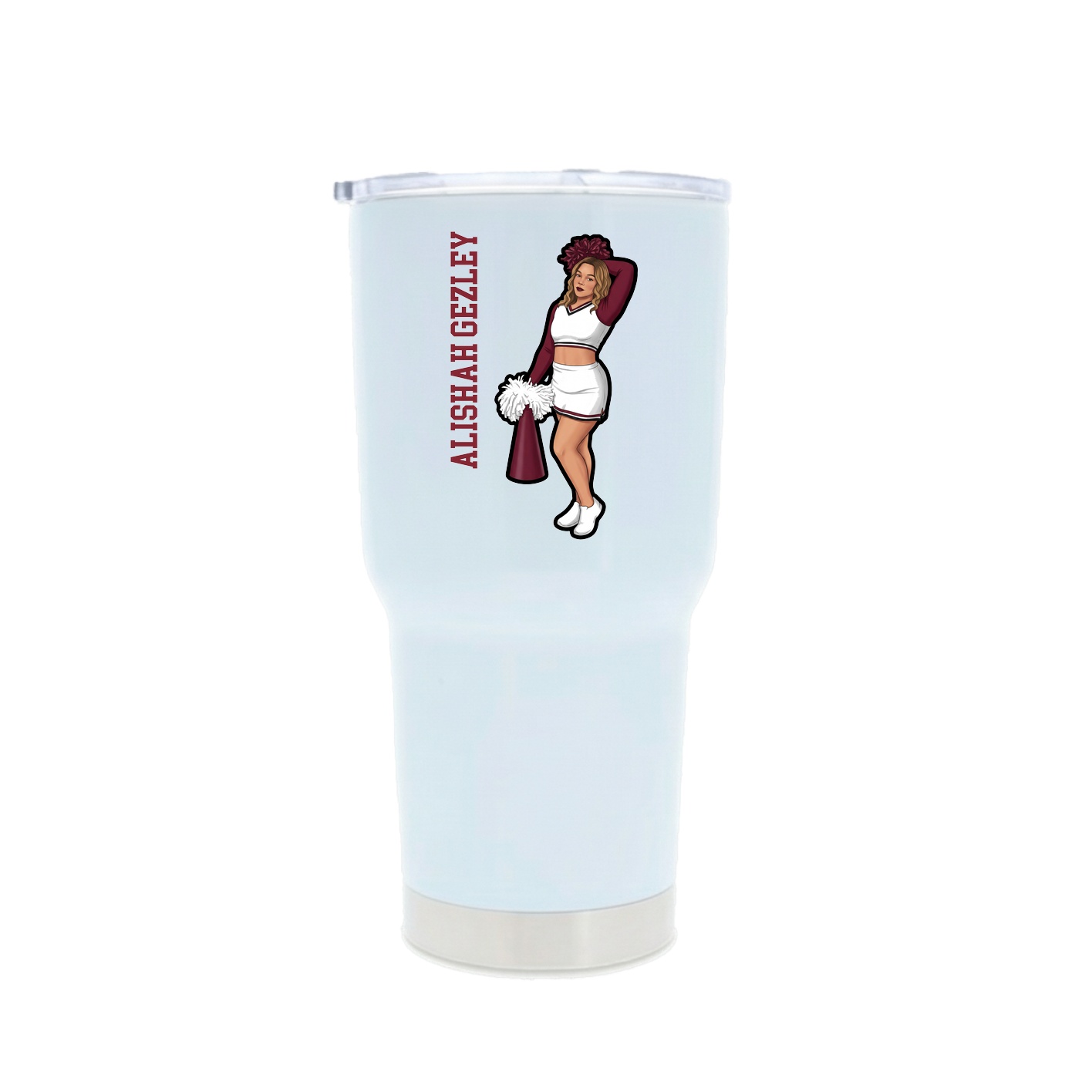 30oz Stainless Steel Tumbler — Name Vertical in White
