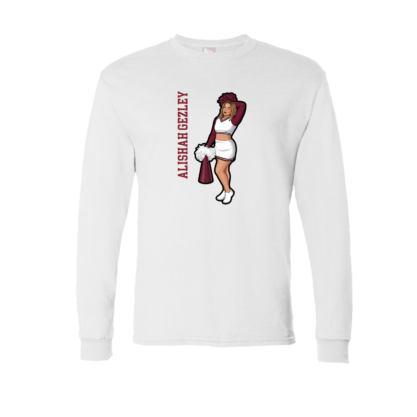 Long Sleeve Tee — Name Vertical in White