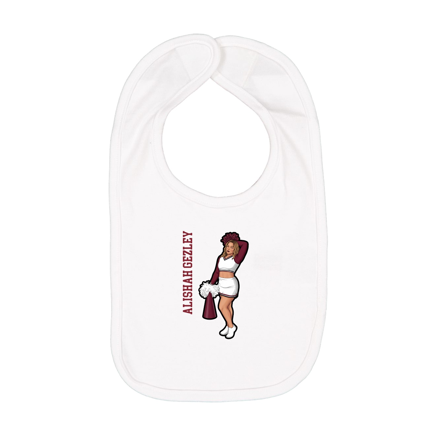 Infant Bib — Name Vertical in White