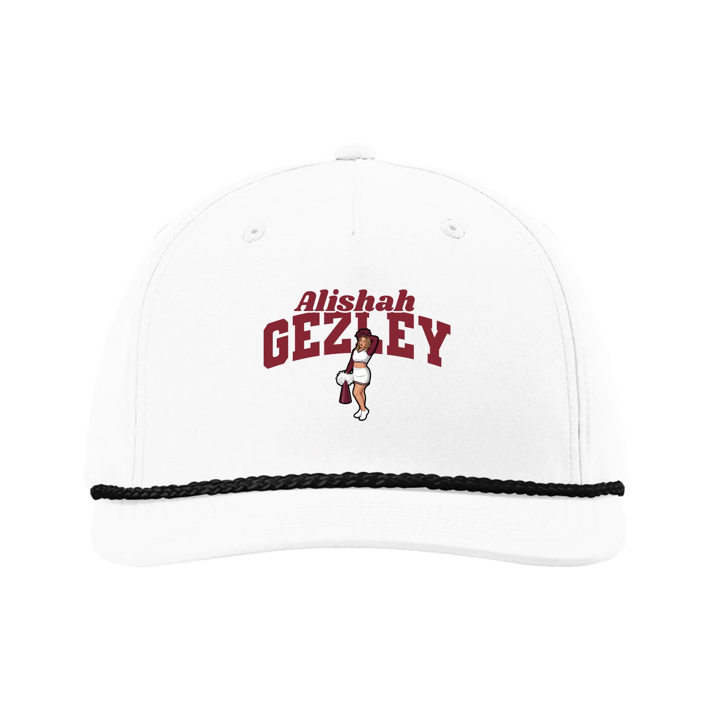 Five-Panel Classic Rope Cap — Signature Arch in White